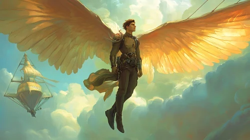 Angel with Steampunk Airship