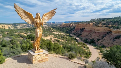 Monumental Angel Statue in Natural Setting