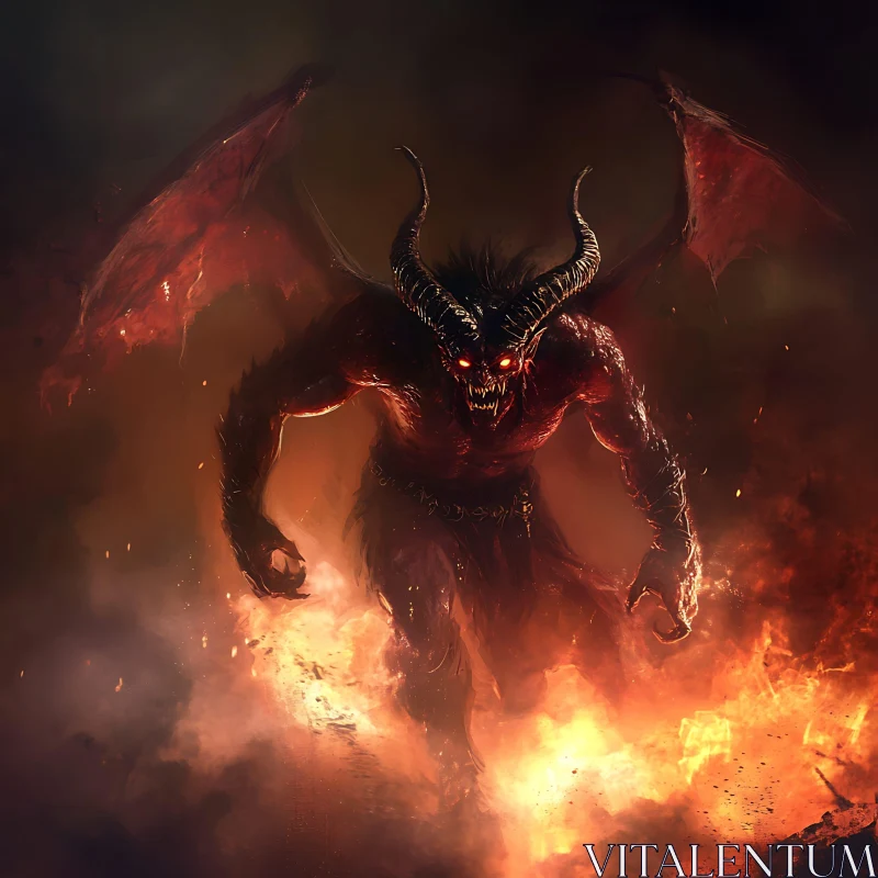 Fiery Demon Emerges From the Flames AI Image