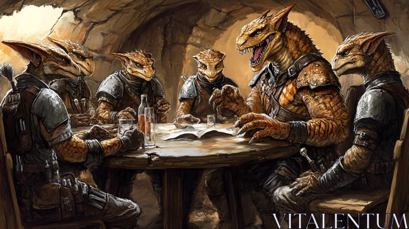 Fantasy Dragon Characters in Deep Discussion AI Image