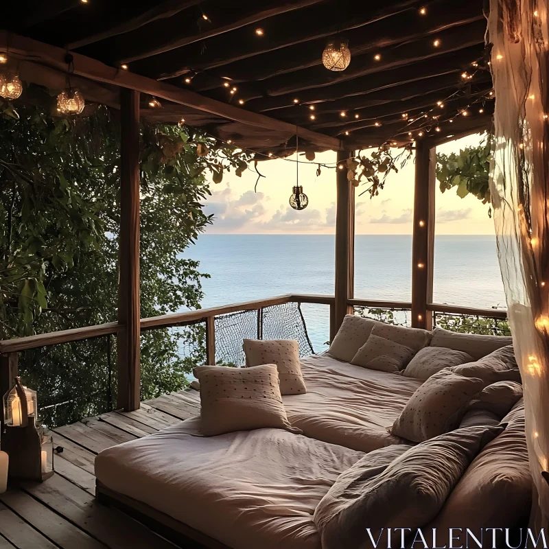 Cozy Balcony with Ocean View AI Image