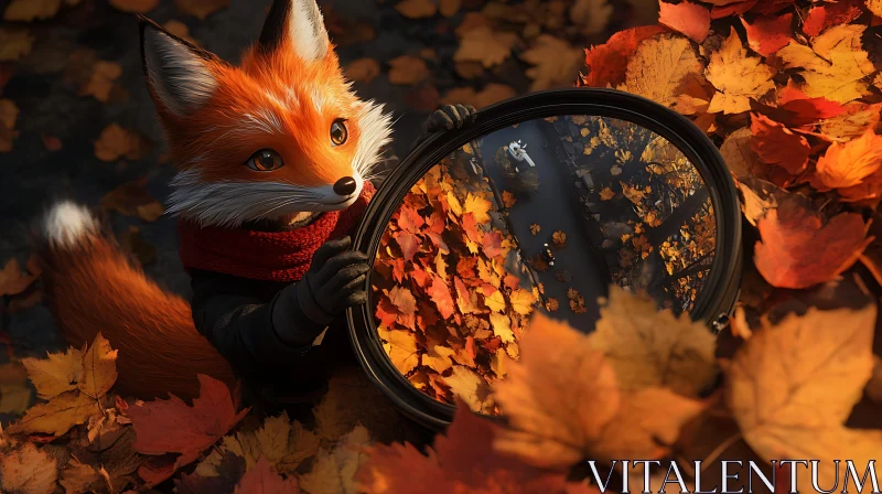 Autumn Fox with Mirror AI Image