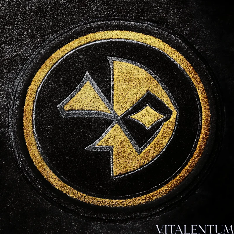 Golden Symbol on Black Leather AI Image