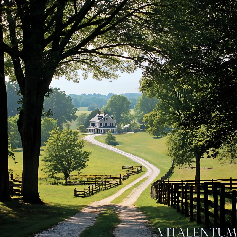 Scenic View of Countryside Home AI Image