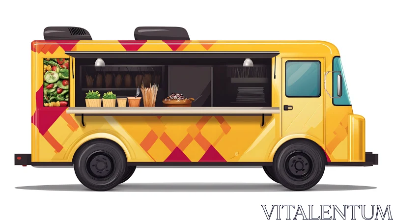 Bright Yellow Street Food Truck AI Image