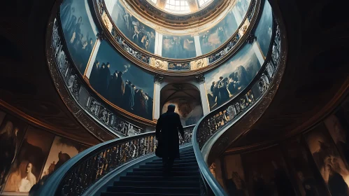 Grand Spiral Staircase in an Art Gallery