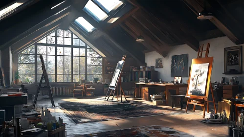 Painter's Loft: An Artistic Interior Scene