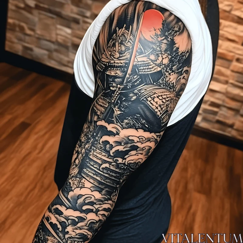 Traditional Samurai Arm Ink AI Image