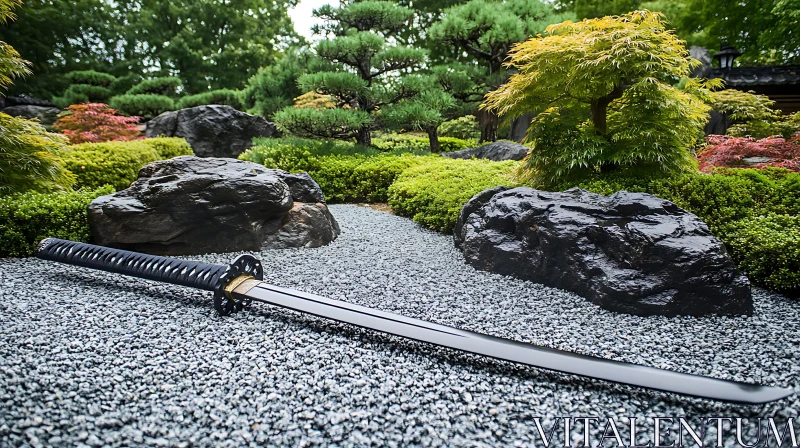 Zen Garden Katana Still Life AI Image