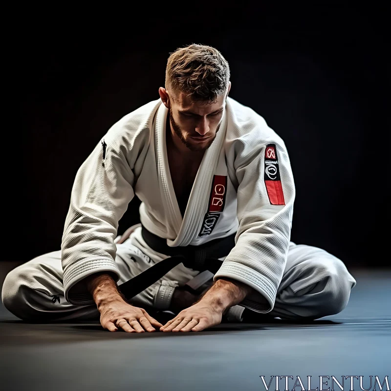 Man in Judo Gi Meditating AI Image