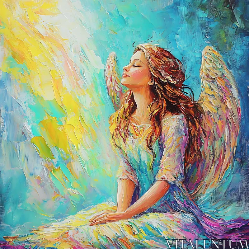 AI ART Serene Angel with Wings Art