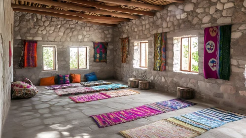 Rustic Room Interior with Carpets