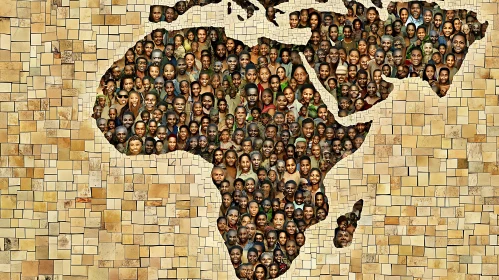 African People Mosaic Map Art