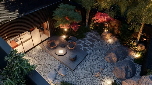 Zen Garden with Ambient Lighting