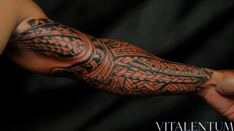 Full Arm Geometric Tattoo Art AI Image