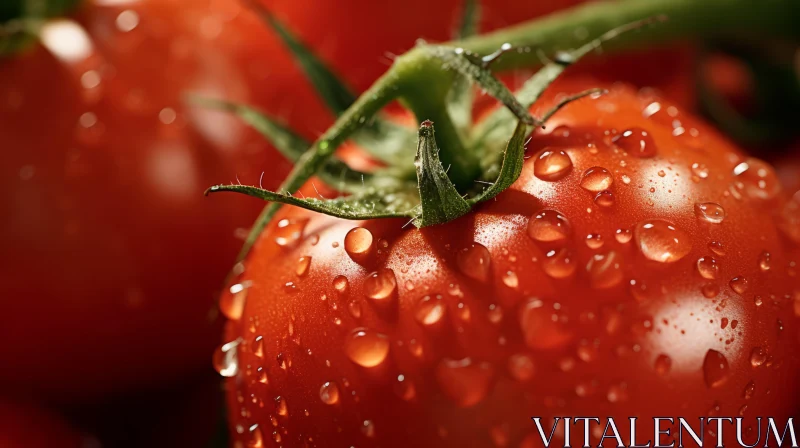 Close-Up Image of Ripe Tomatoes with Water Droplets AI Image