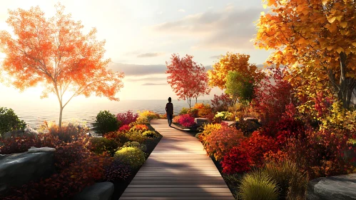 Path to the Sea in Autumn Colors