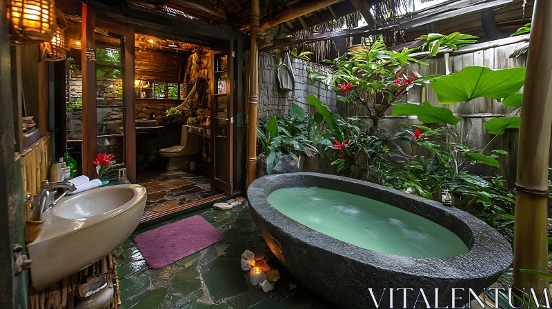 AI ART Tropical Bathroom Retreat