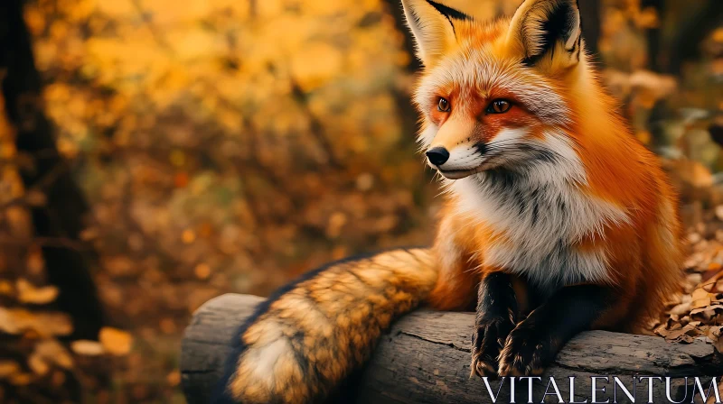 Resting Fox in Fall Colors AI Image