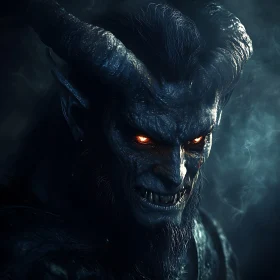Horned Demon with Fiery Gaze