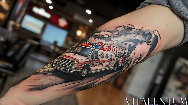 Ambulance Tattoo Art AI Image