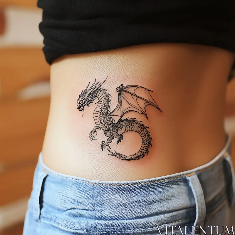 Detailed Dragon Body Art AI Image