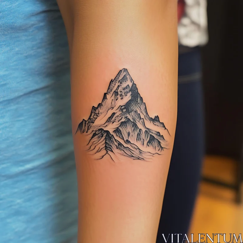 Detailed Mountain Tattoo on Inner Arm AI Image