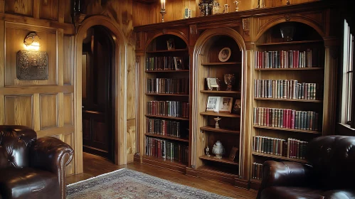 Traditional Library Interior with Bookshelves