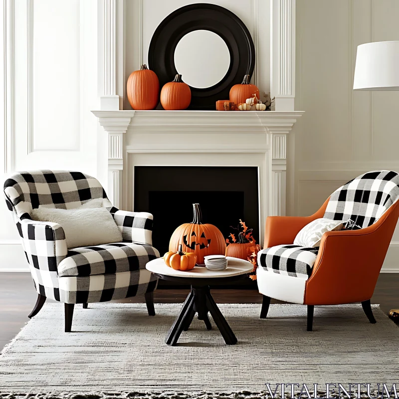 AI ART Cozy Halloween Living Room Decor