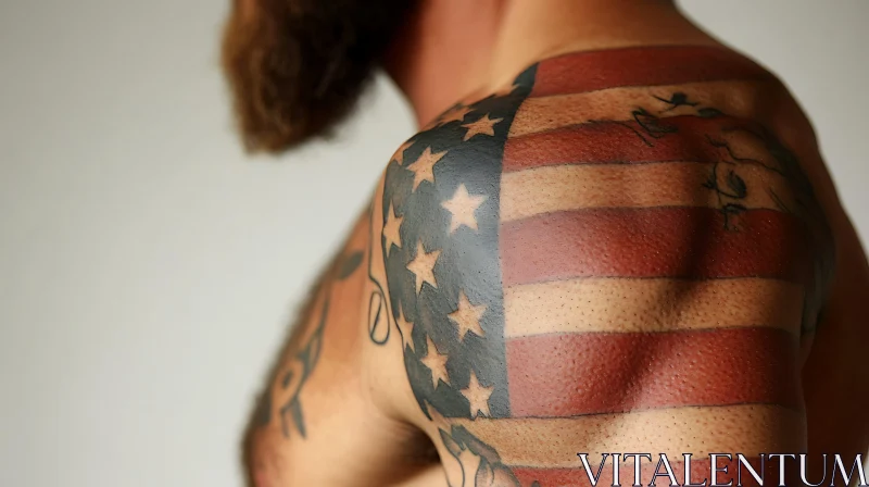 Patriotic Shoulder Tattoo of the American Flag AI Image