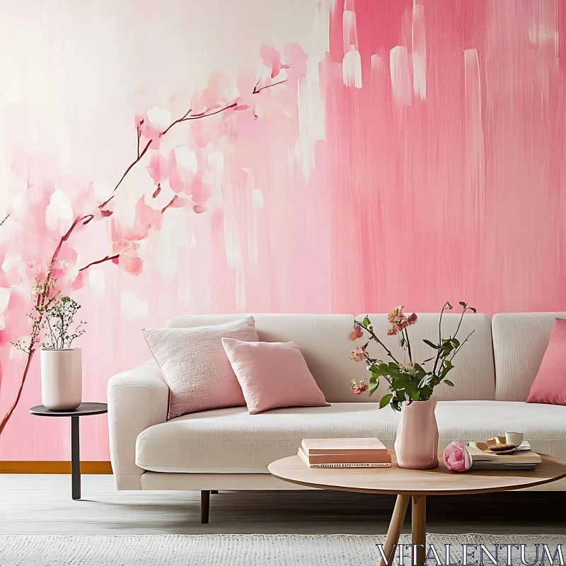 Chic Living Room Decor in Pastel Hues AI Image