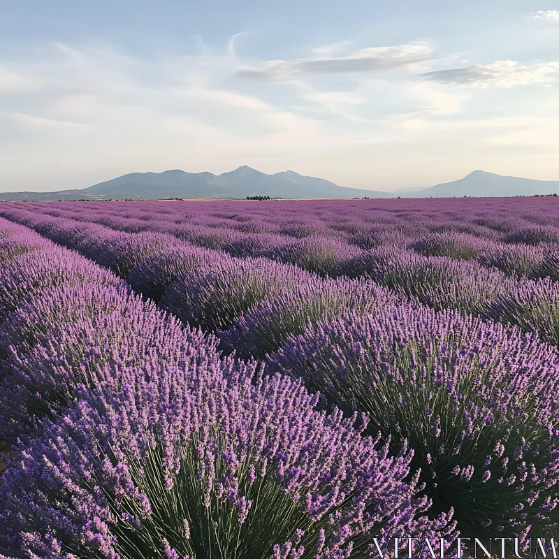 Endless Purple Lavender Field Landscape AI Image