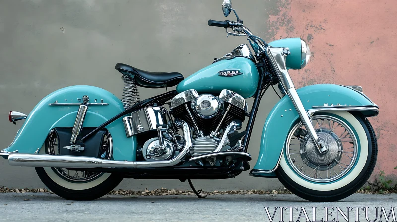 Turquoise Vintage Motorcycle AI Image