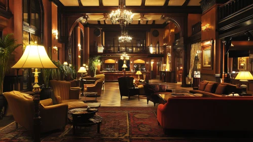 Grand Hotel Lobby with Elegant Furniture