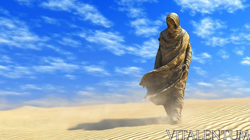 AI ART Desert Wanderer under Azure Skies