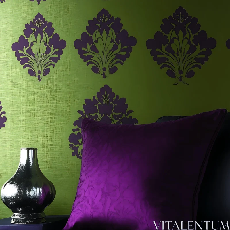 Stylish Interior Arrangement with Purple Accents AI Image