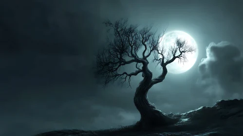 Bare Tree Under Moonlight