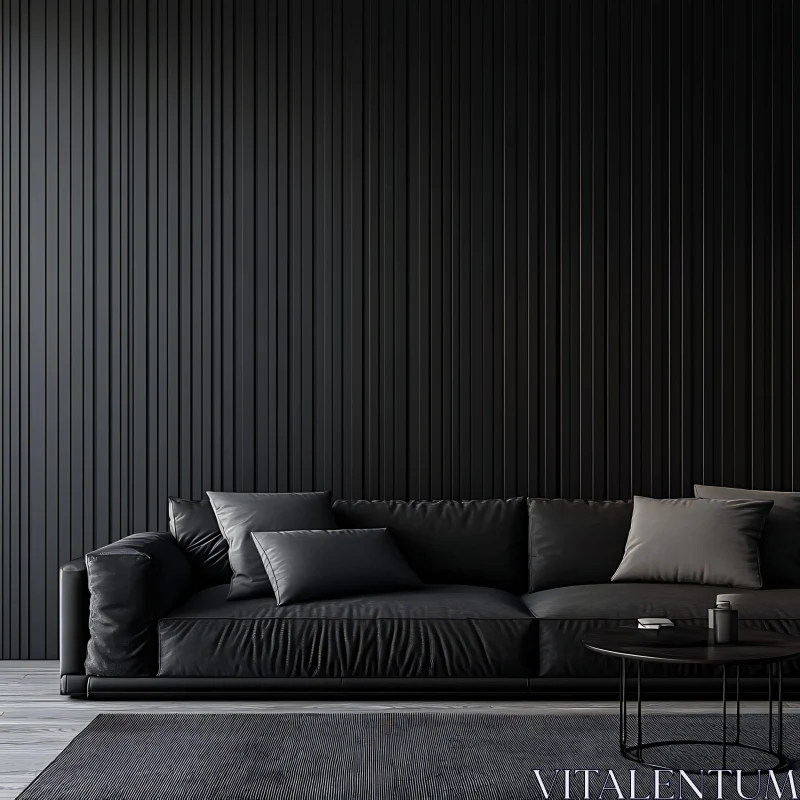 AI ART Modern Black Sofa Interior