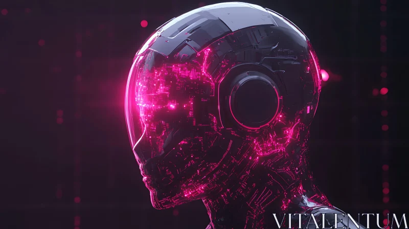 Advanced Technology Cyborg with Pink Neon Lights AI Image