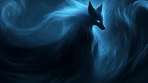 Spectral Wolf in Blue Hues