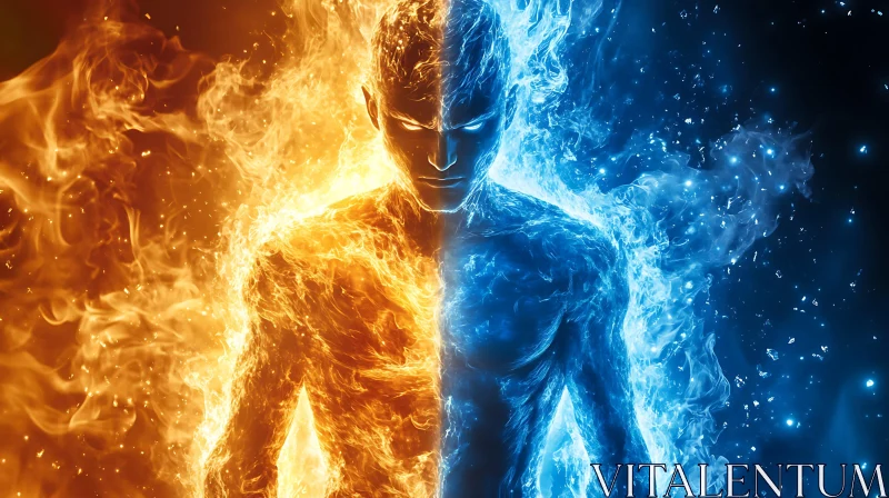 Figure of Fire and Ice AI Image