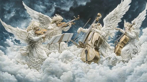 Celestial String Quartet Above the Clouds