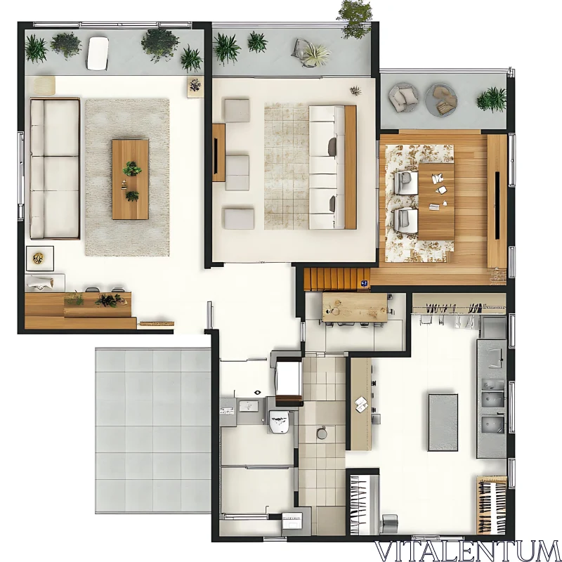 Architectural Blueprint of Modern Residence AI Image