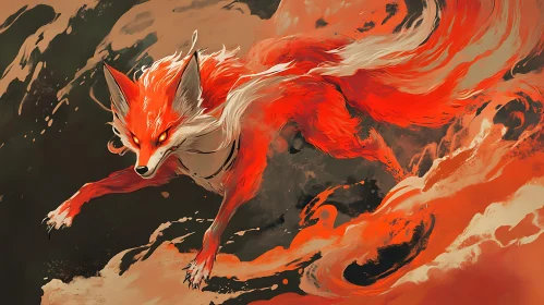 Fiery Fox Leaping Through Smoke