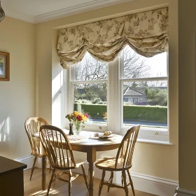 Sunlit Dining Area with Floral Accents