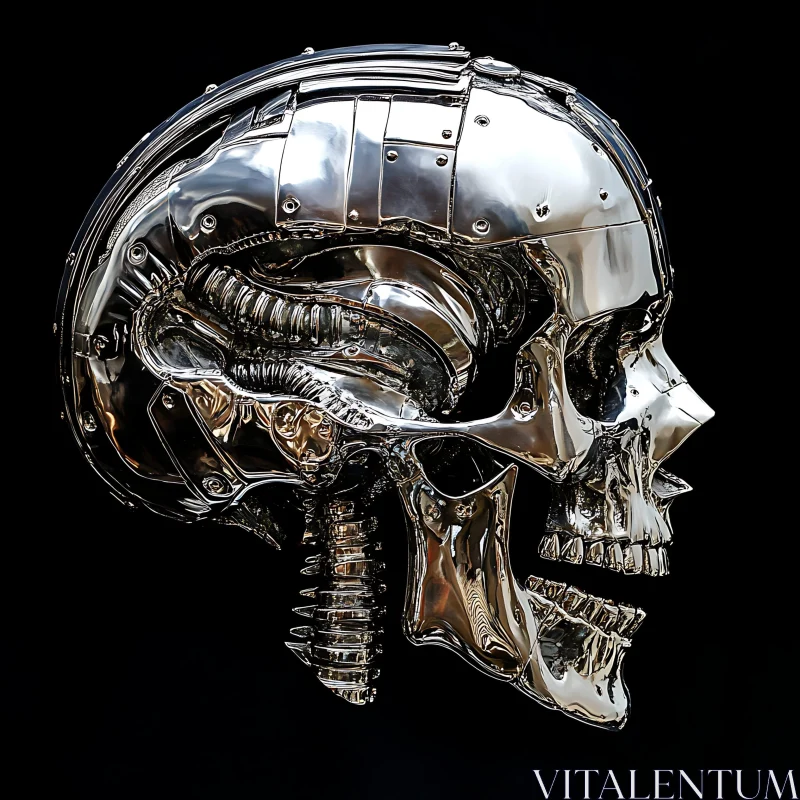 Futuristic Cybernetic Skull AI Image