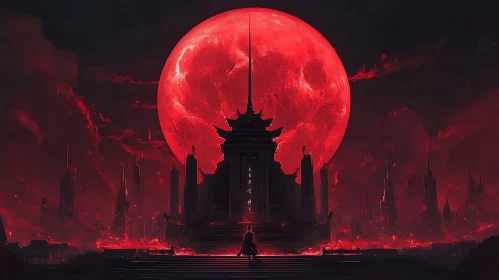 Crimson Moon Over Dark Sanctuary