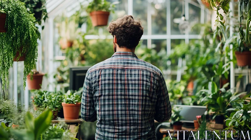 Greenhouse Serenity: A Moment of Reflection AI Image