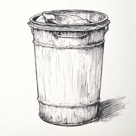 Monochrome Garbage Bin Drawing