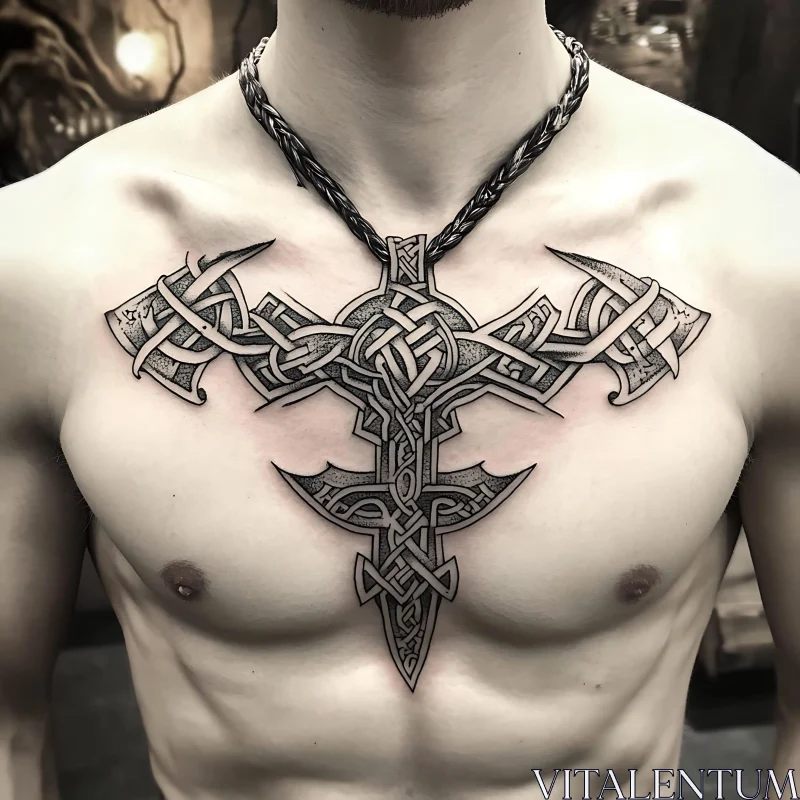 Norse Symbol Chest Tattoo AI Image